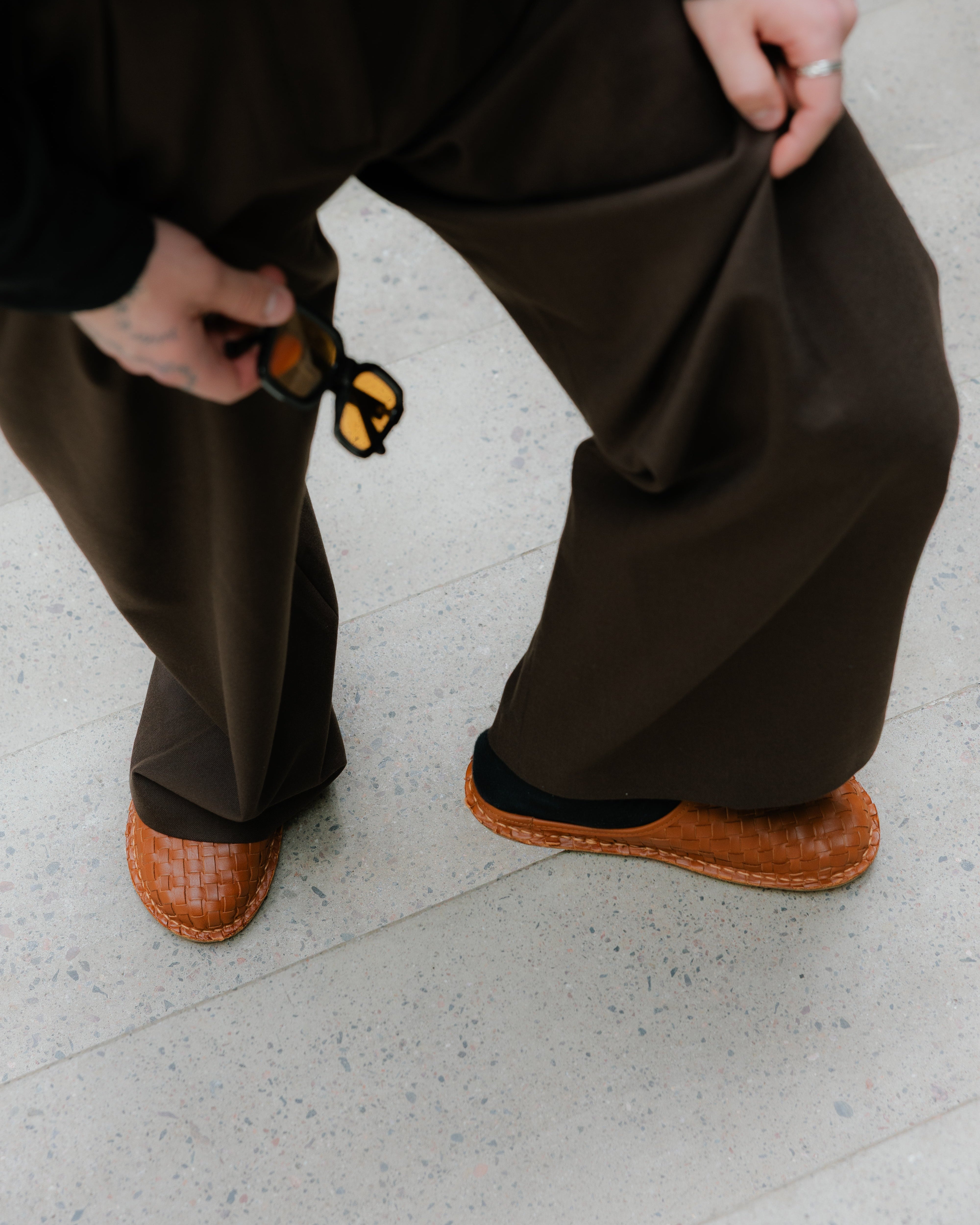 ROMA Woven Leather Cognac Brown