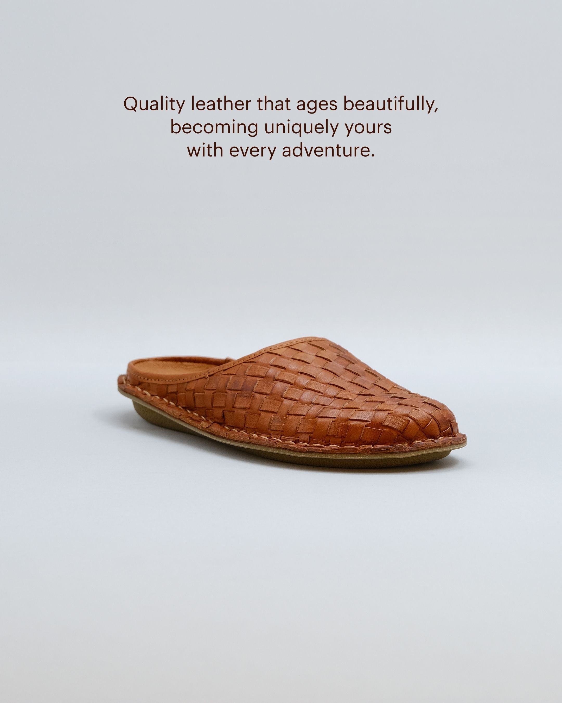 ROMA Woven Leather Cognac Brown
