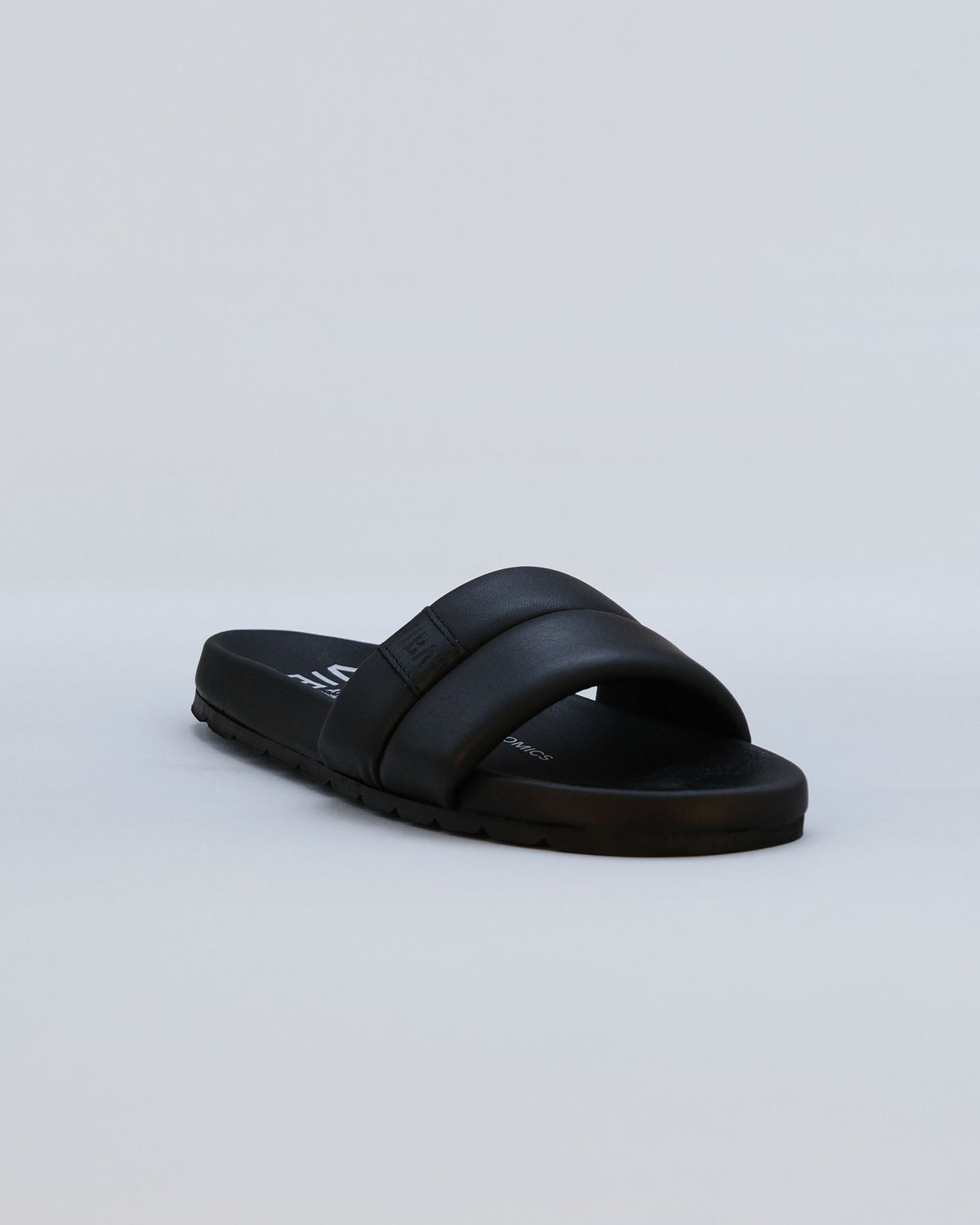 John Varvatos Black Leather Slide Sandals with Tan Footbed John Varvatos Merida Slide Sandal (Men) | Nordstrom main image 4
