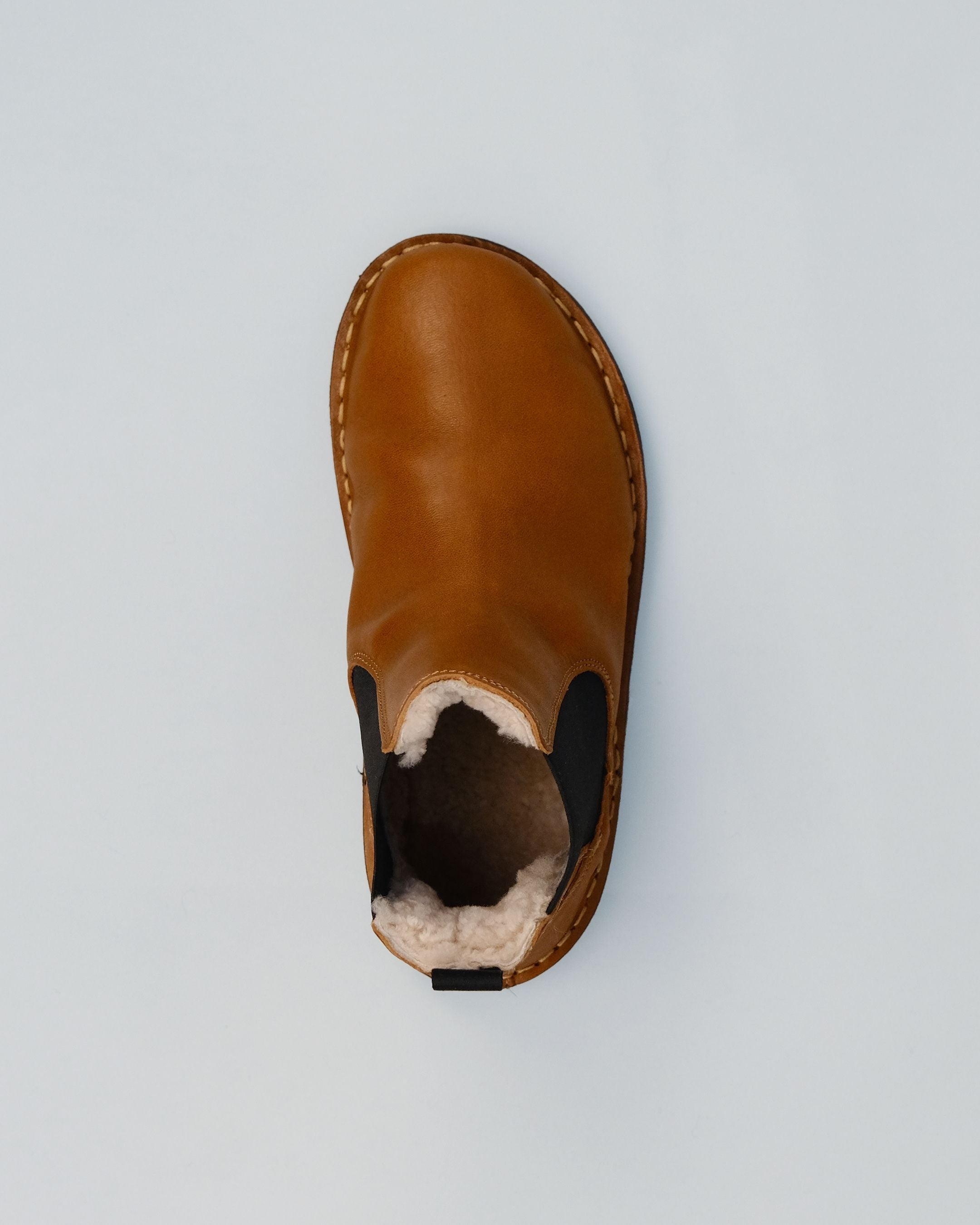 HELSINKI Leather Cognac Brown Shearling