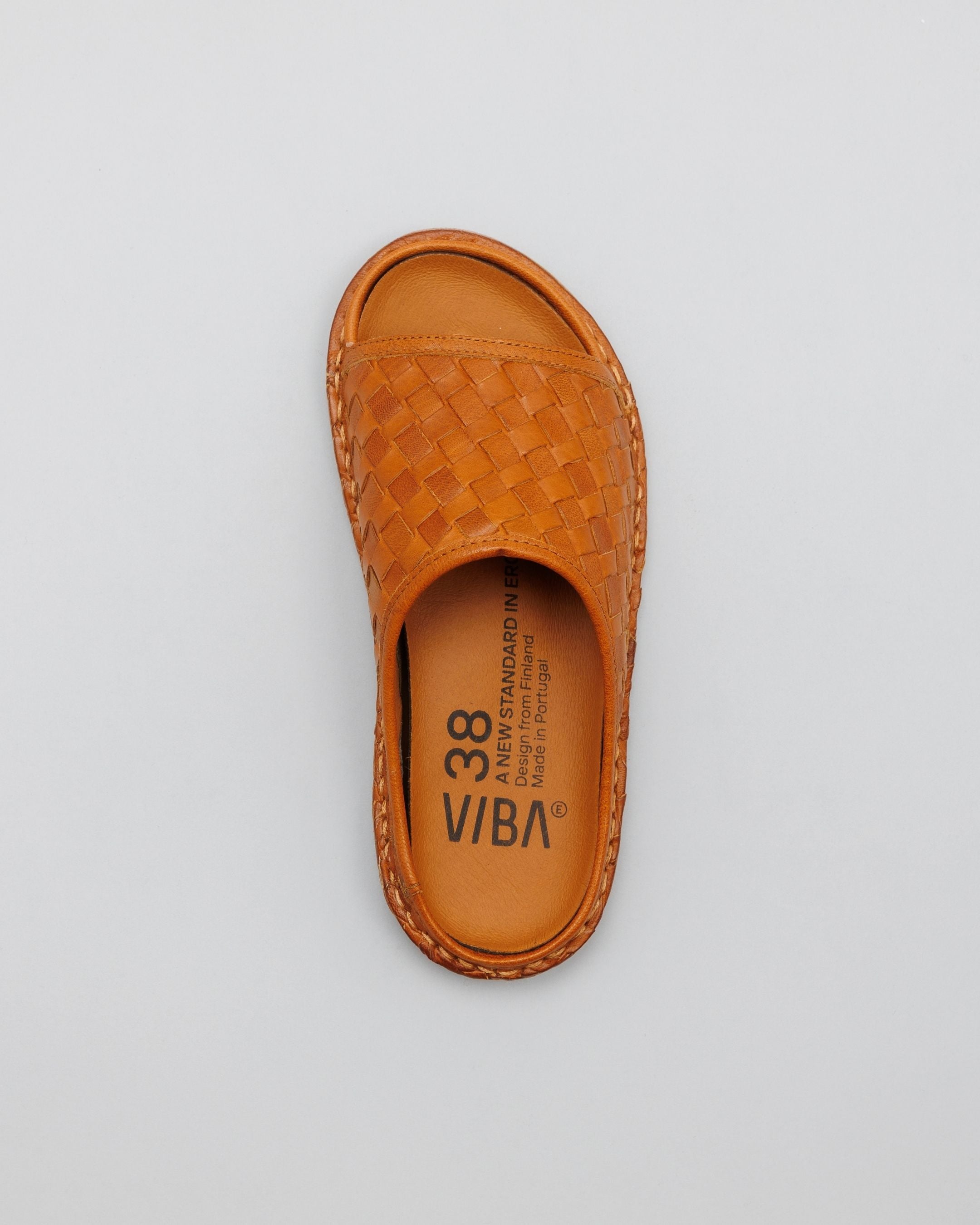 SAINT TROPEZ Woven Leather Cognac Brown