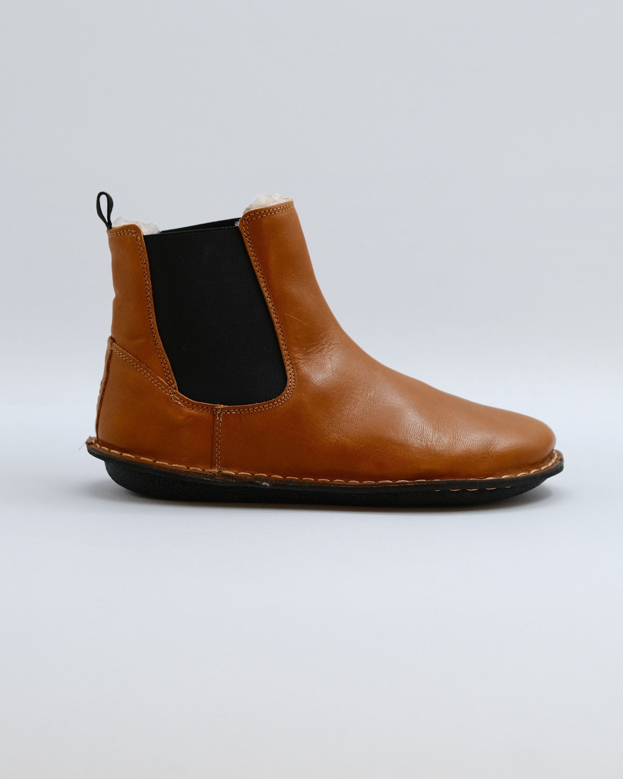 HELSINKI Leather Cognac Brown Shearling