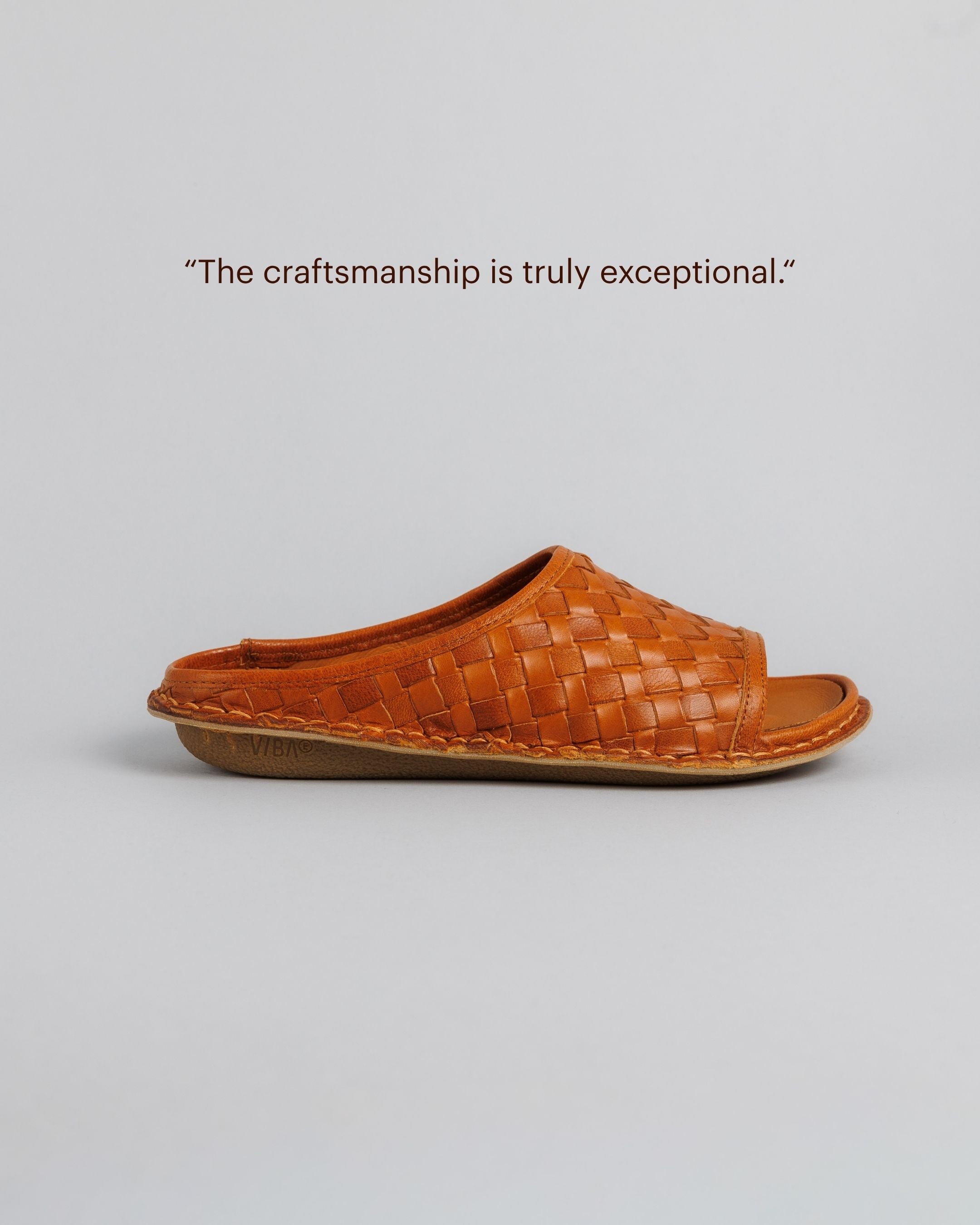 SAINT TROPEZ Woven Leather Cognac Brown