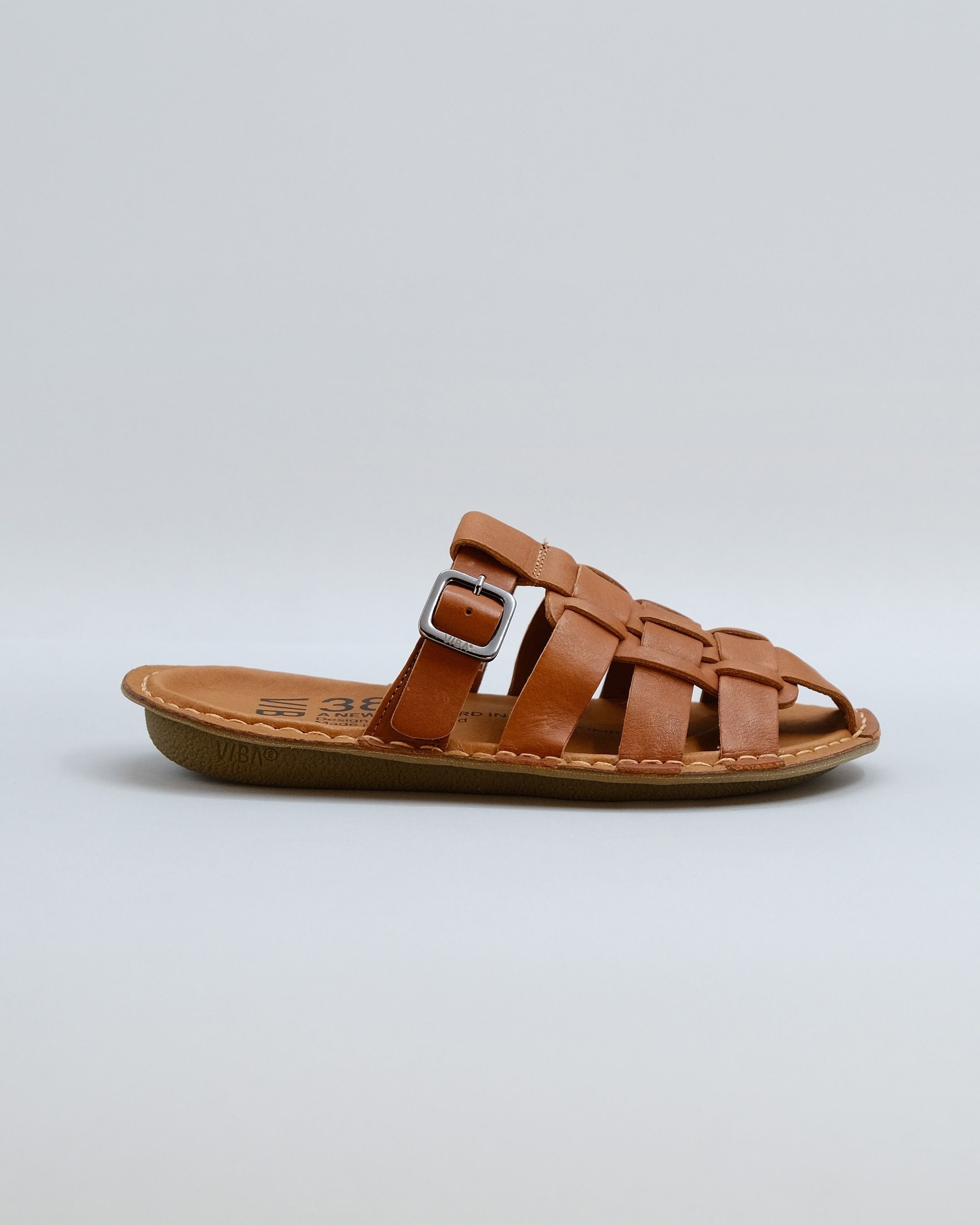 アミュートライスベイ High Sole Leather Sandal AMALFI Leather Cognac Brown – VIBAe