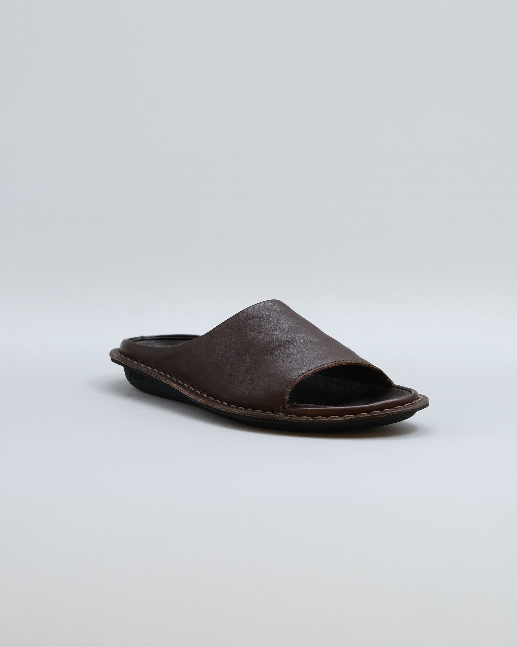 SAINT TROPEZ Cocoa Brown Leather Open Toe Sandals | VIBAe