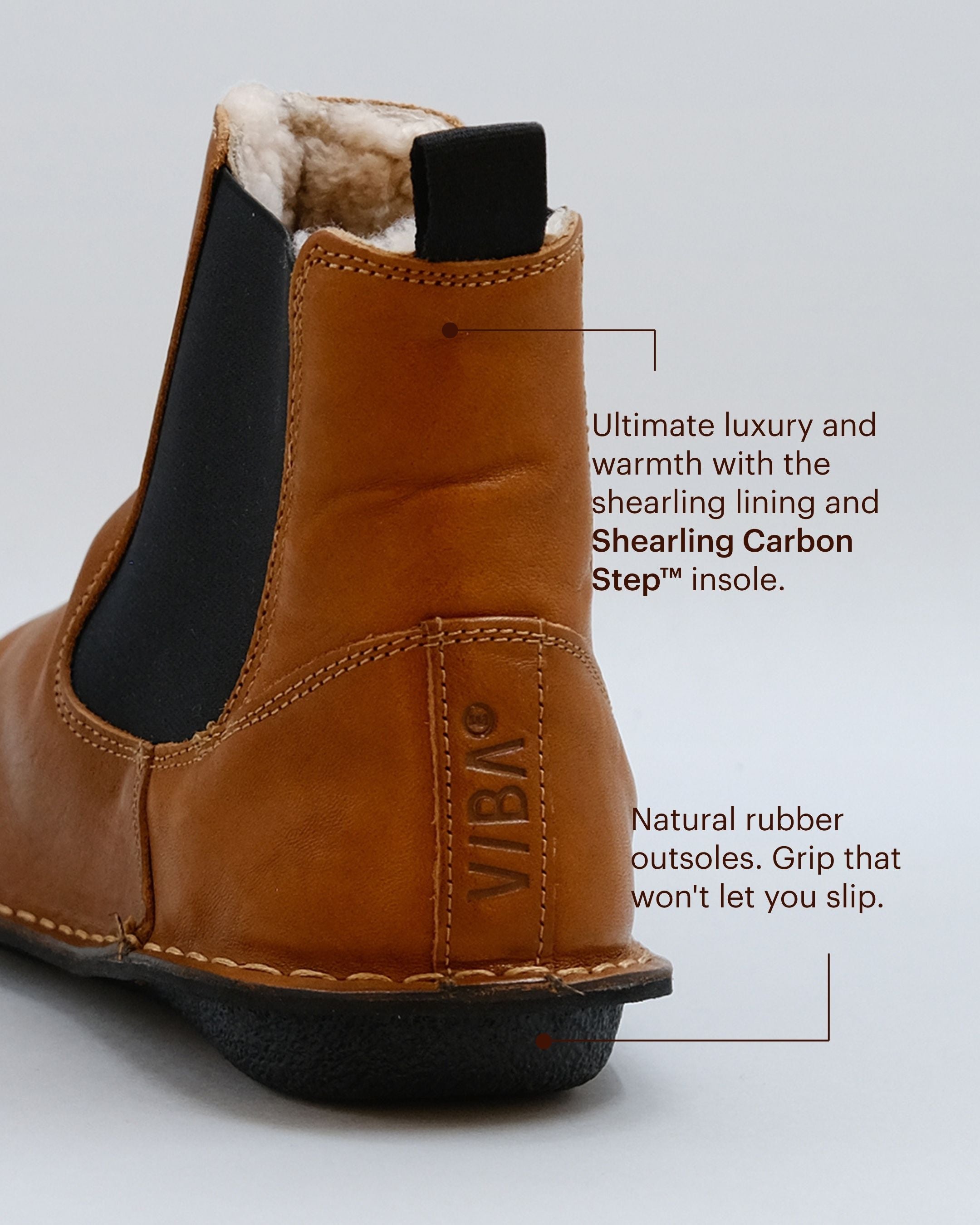 HELSINKI Leather Cognac Brown Shearling