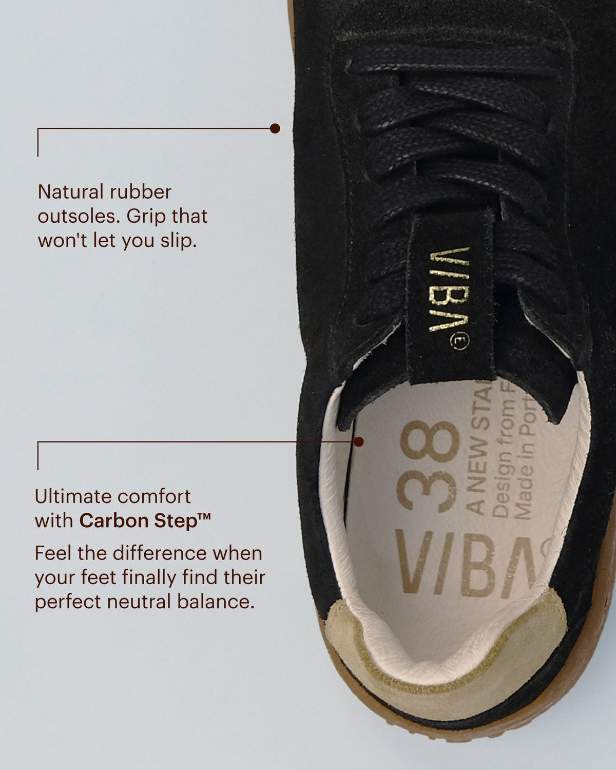 SYDNEY Bio Suede Black/Gum – VIBAe